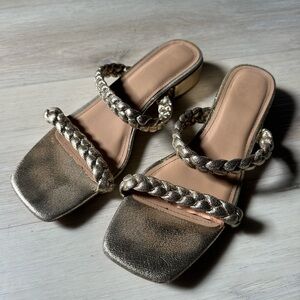 Gold braided sandals